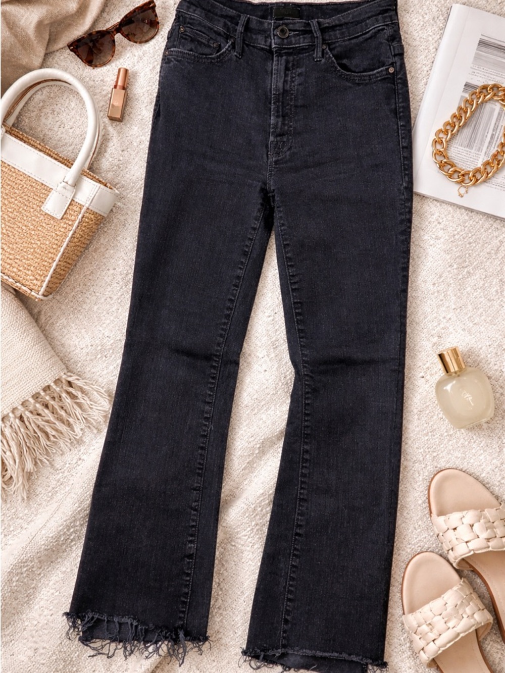 Mother the insider crop step fray hem High-Rise Black Women’s 26 Jeans